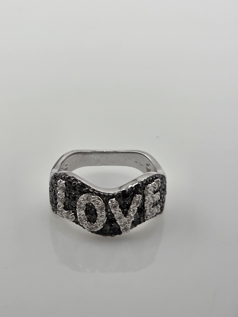 Love Pavé Statement Ring 925 Sterling Silver  Size 7